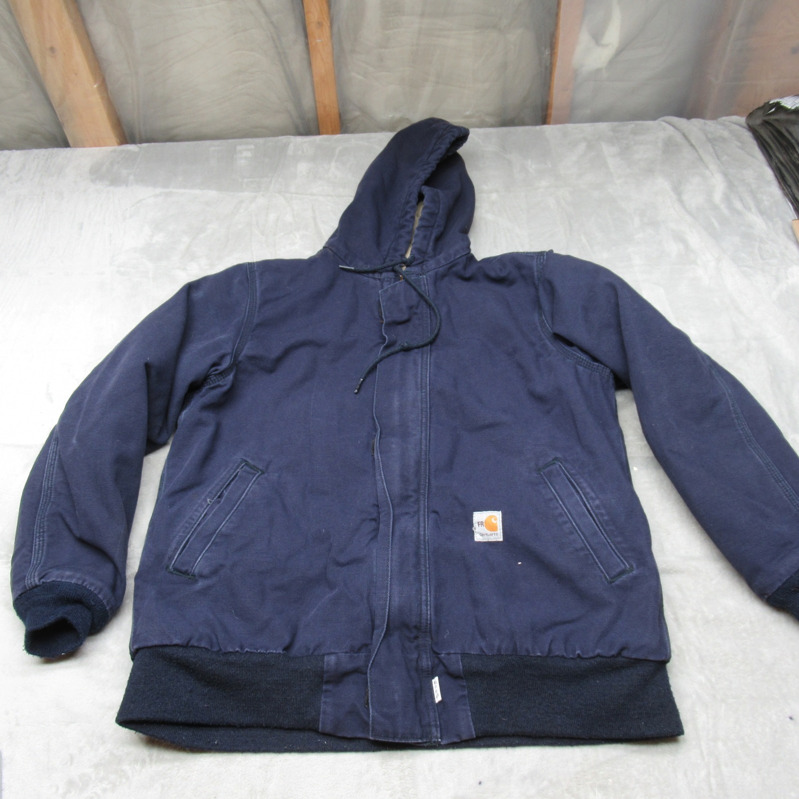 Carhartt Jacket Women Large 12/14 Blue Flame Resistant Canvas Active Work 101629